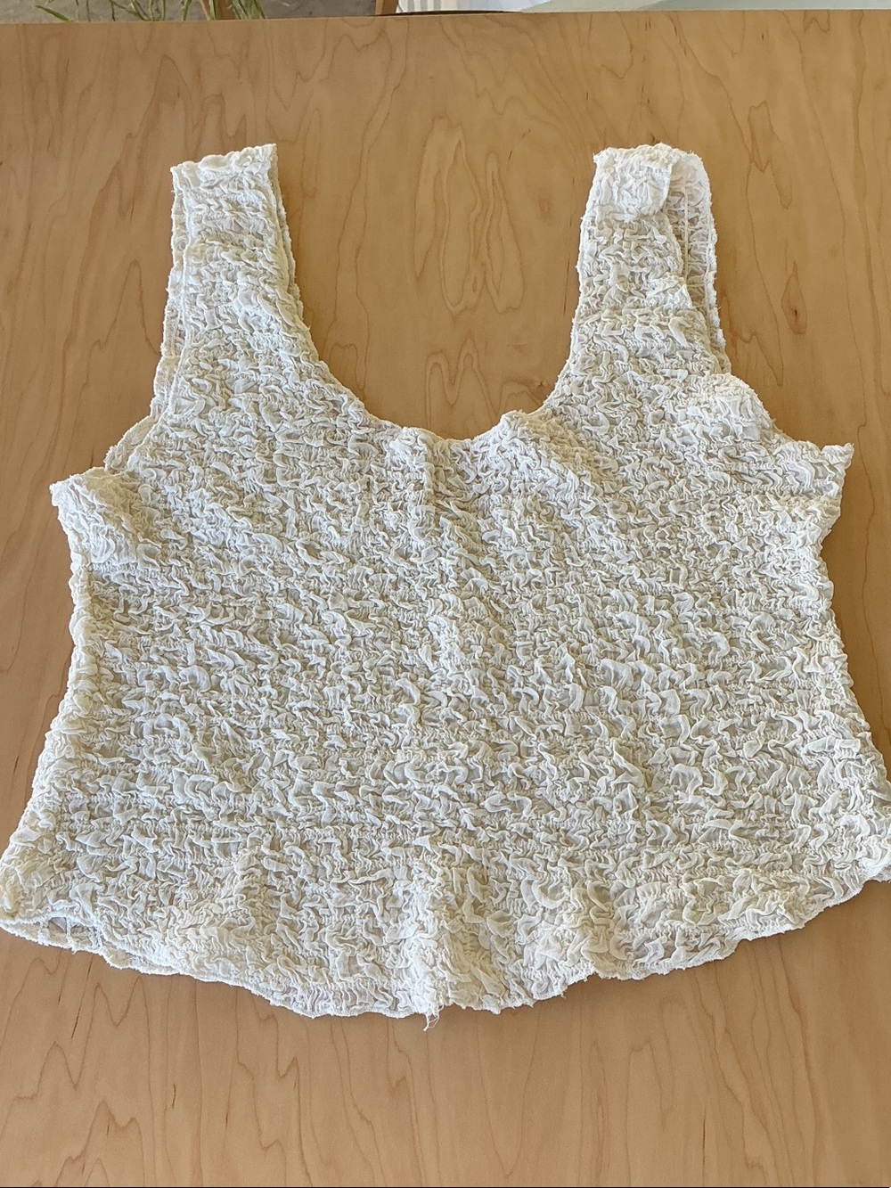 FREE PEOPLE Women’s Cream Textured Smocked Tank Top